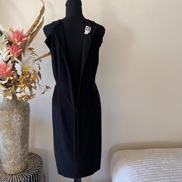 Anne Klein Jewel Halter Neck Black Cold Shoulder Midi Dress size 12 - Picture 6 of 10